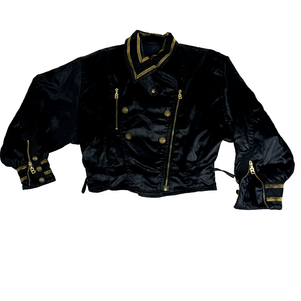 Bogner Snowsuit Jacket Women 12 Black Gold Asymmetrical Zip Missing Belt Vtg